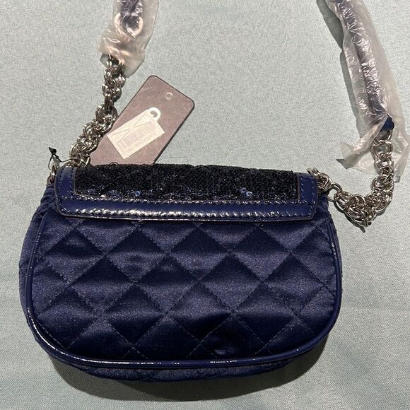 Guess Quilted Sequence Crossbody blue cross body evening bag D6 - Picture 5 of 7